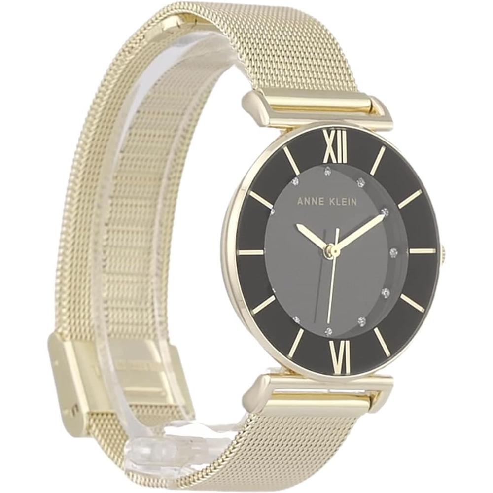 ANNE KLEIN AK/3781SVTT RELOJ FEMENINO BRILLANTE CON CORREA TIPO MALLA | DORADO/NEGRO - 6