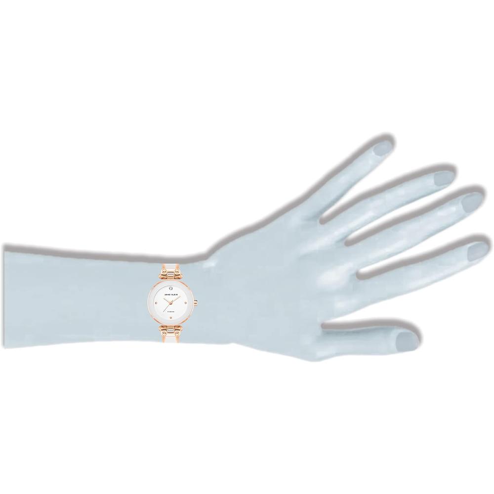 ANNE KLEIN AK/1980BKGB RELOJ PARA MUJER CON DIAMANTE Y PULSERA TIPO BRAZALETE | BLANCO/ORO ROSA - 3