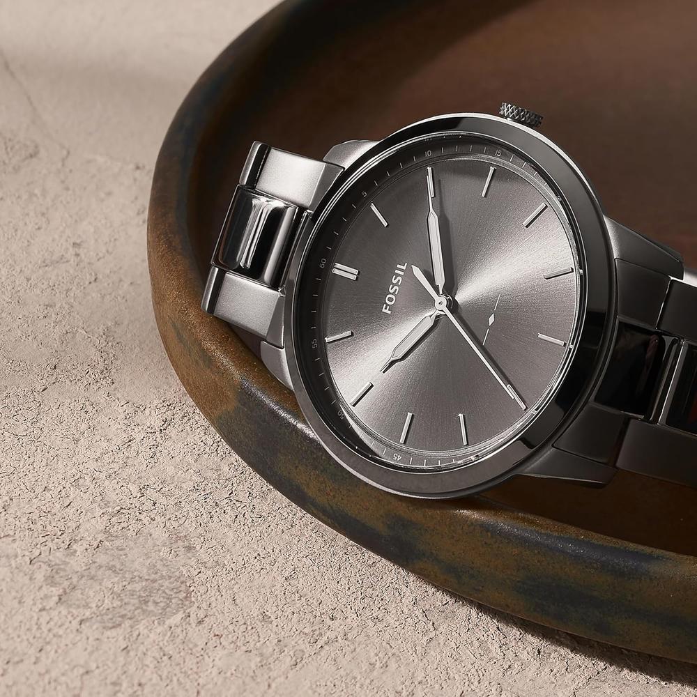 FOSSIL RELOJ MINIMALISTA DE CUARZO PARA HOMBRE CON CORREA DE CUERO | CUERO MARRÓN/PLATA/AZUL - 5