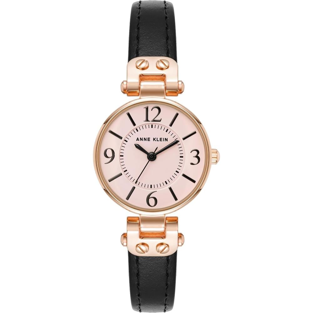 ANNE KLEIN 109442CHHY RELOJ PARA MUJER CON CORREA DE CUERO | NEGRO/ORO ROSA/ROSA - 1