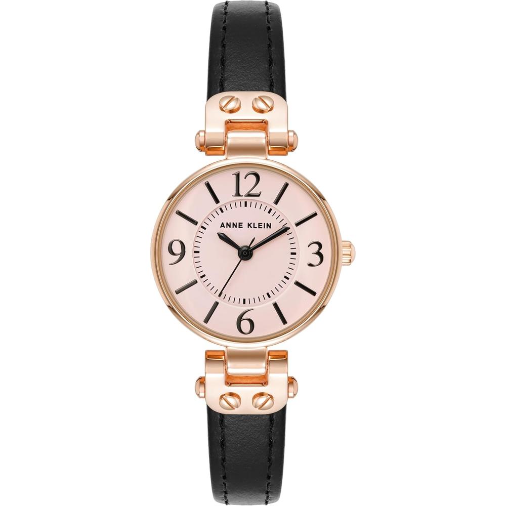 ANNE KLEIN 109442CHHY RELOJ PARA MUJER CON CORREA DE CUERO | NEGRO/ORO ROSA/ROSA - 2