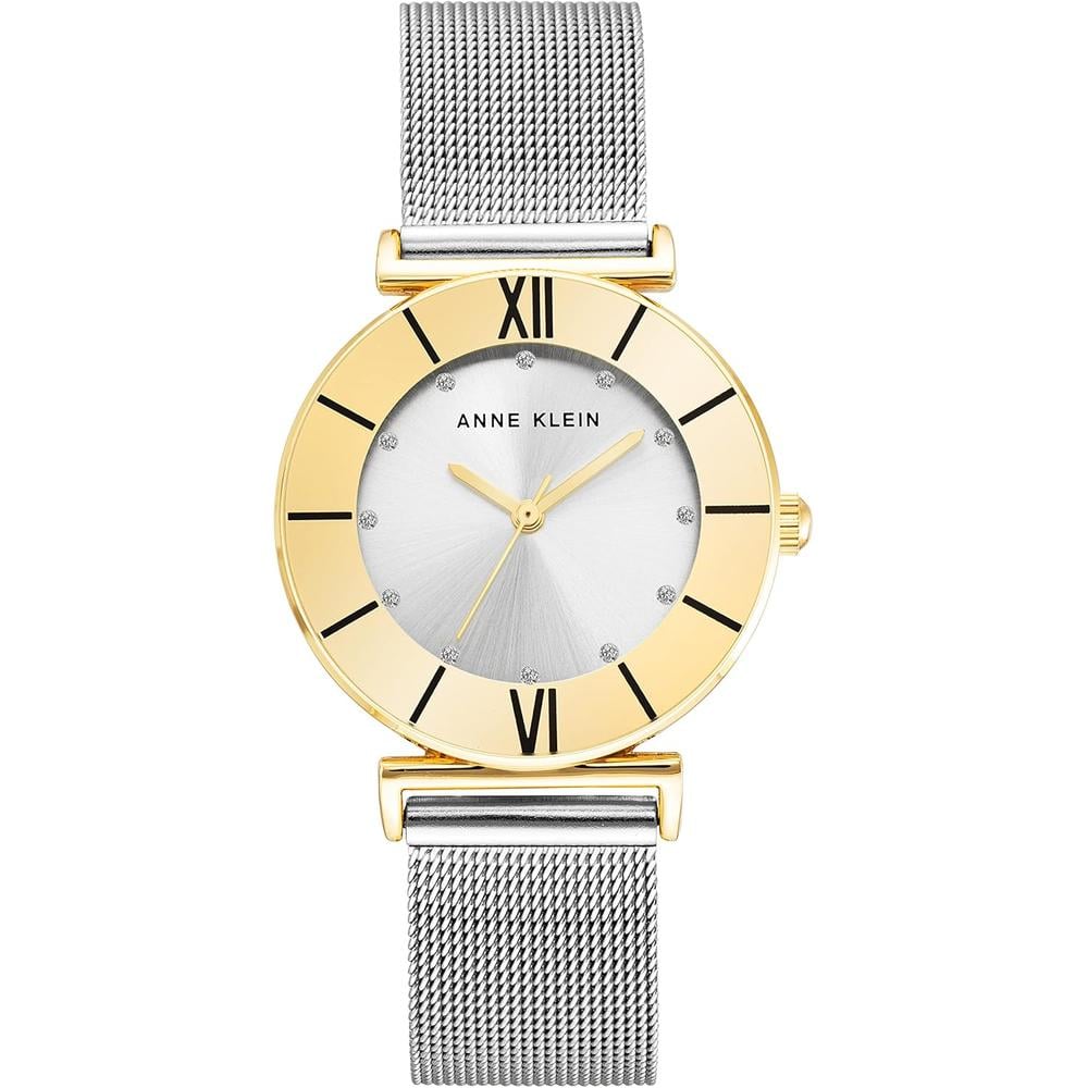 ANNE KLEIN AK/3781SVTT RELOJ FEMENINO BRILLANTE CON CORREA TIPO MALLA | PLATEADO/DORADO - 1