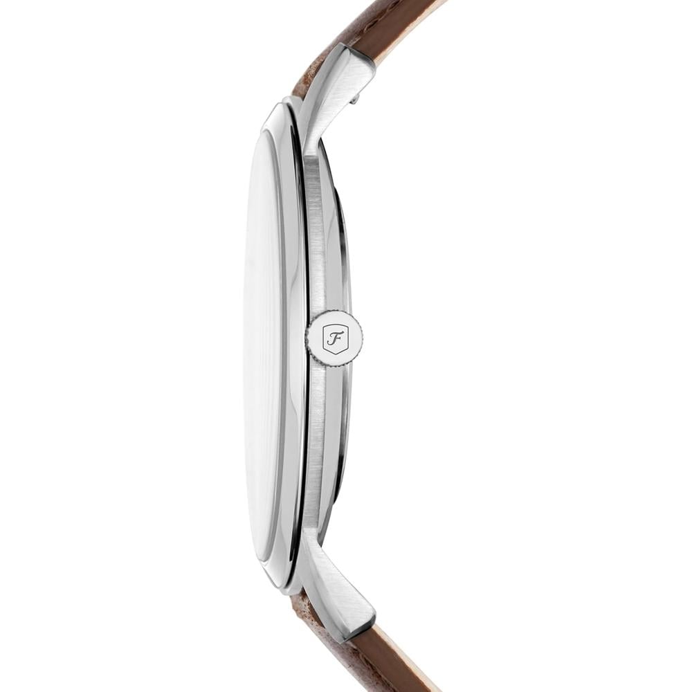 FOSSIL FS5459 RELOJ MINIMALISTA DE CUARZO PARA HOMBRE CON CORREA DE CUERO | SILVER/BROWN - 2