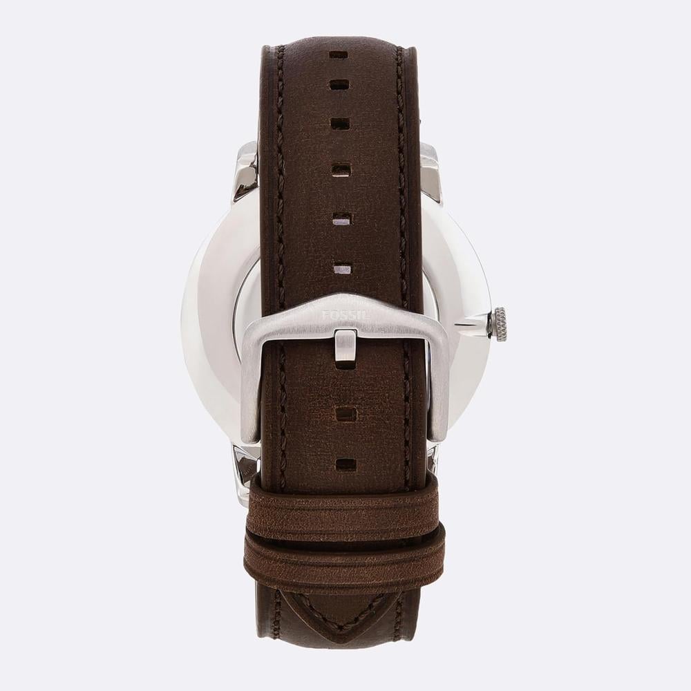 FOSSIL FS5459 RELOJ MINIMALISTA DE CUARZO PARA HOMBRE CON CORREA DE CUERO | SILVER/BROWN - 3