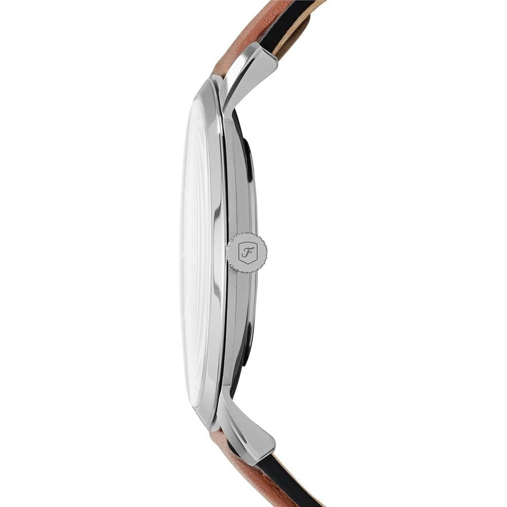 FOSSIL FS5459 RELOJ MINIMALISTA DE CUARZO PARA HOMBRE CON CORREA DE CUERO | CUERO MARRÓN/PLATA/AZUL - 2