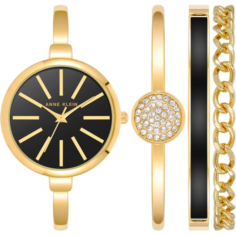 ANNE KLEIN AK/1470GNST RELOJ FEMENINO CON SET DE PULSERAS | ORO/NEGRO - 2
