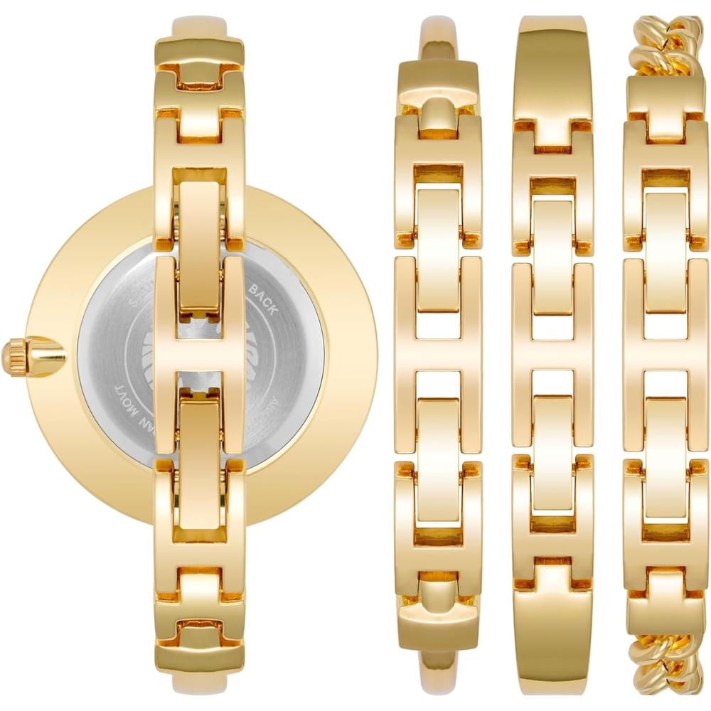 ANNE KLEIN AK/1470GNST RELOJ FEMENINO CON SET DE PULSERAS | ORO/NEGRO - 4