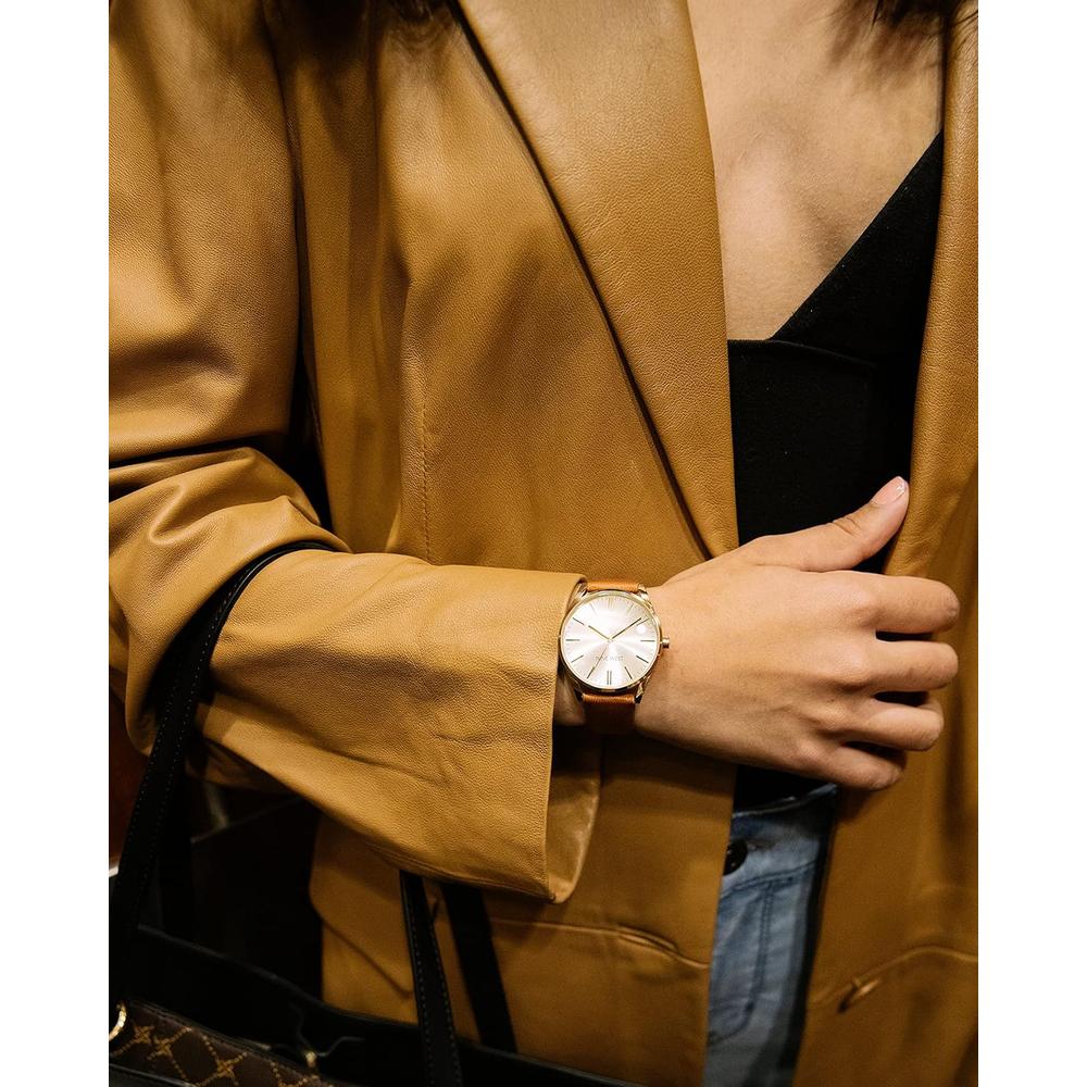 NINE WEST NW/1995SVBK RELOJ ELEGANTE CON CORREA | MARRÓN/ORO - 5