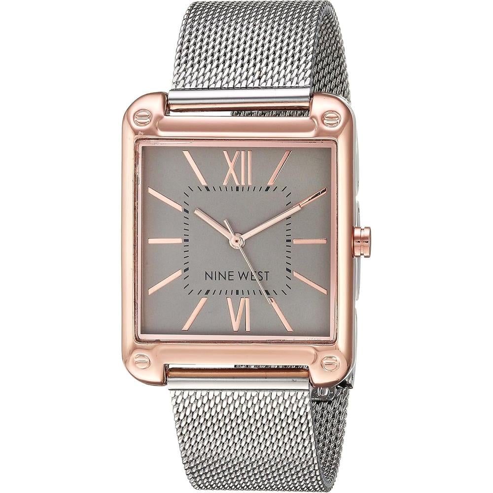 NINE WEST NW/2090CHGB RELOJ FEMENINO CON CORREA TIPO MALLA | PLATEADO/ORO ROSA - 1