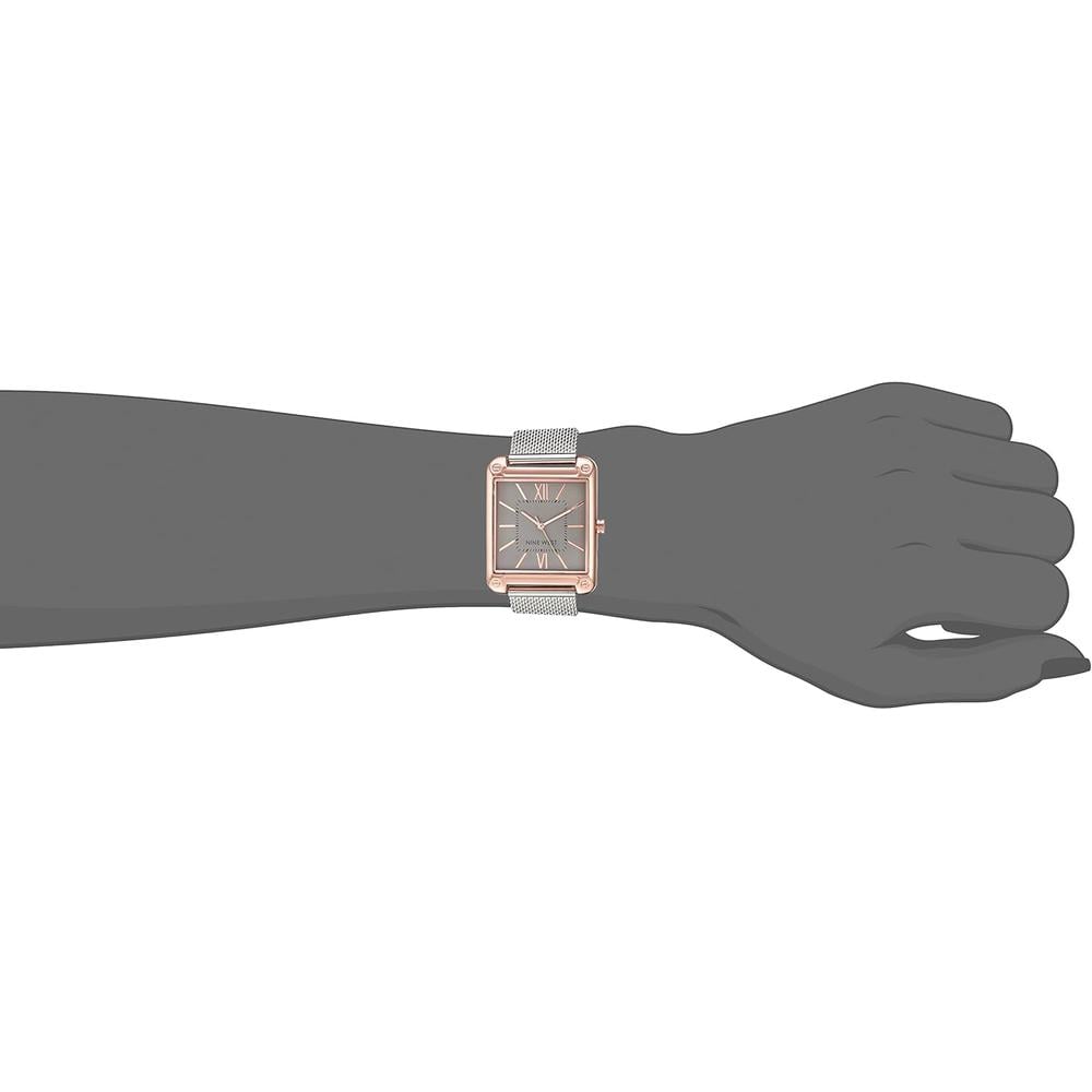 NINE WEST NW/2090CHGB RELOJ FEMENINO CON CORREA TIPO MALLA | PLATEADO/ORO ROSA - 4