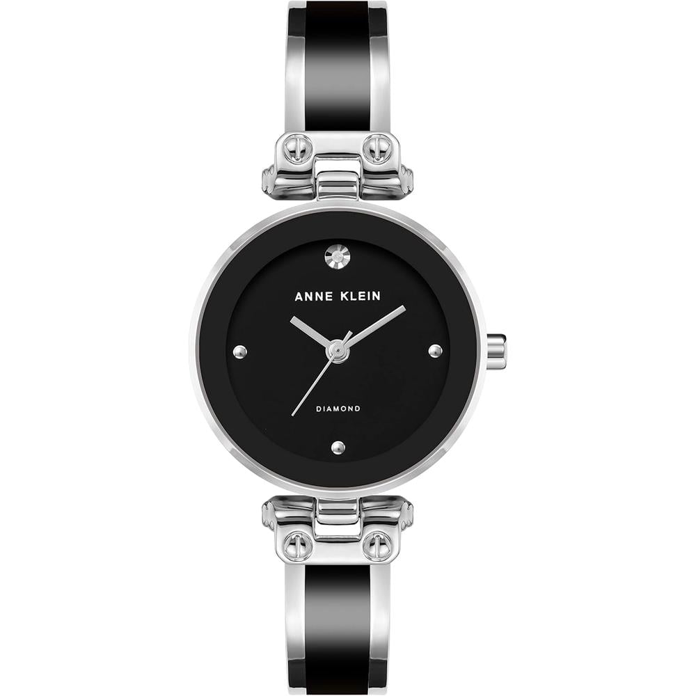 ANNE KLEIN AK/1980BKGB RELOJ PARA MUJER CON DIAMANTE Y PULSERA TIPO BRAZALETE | NEGRO/PLATA - 1