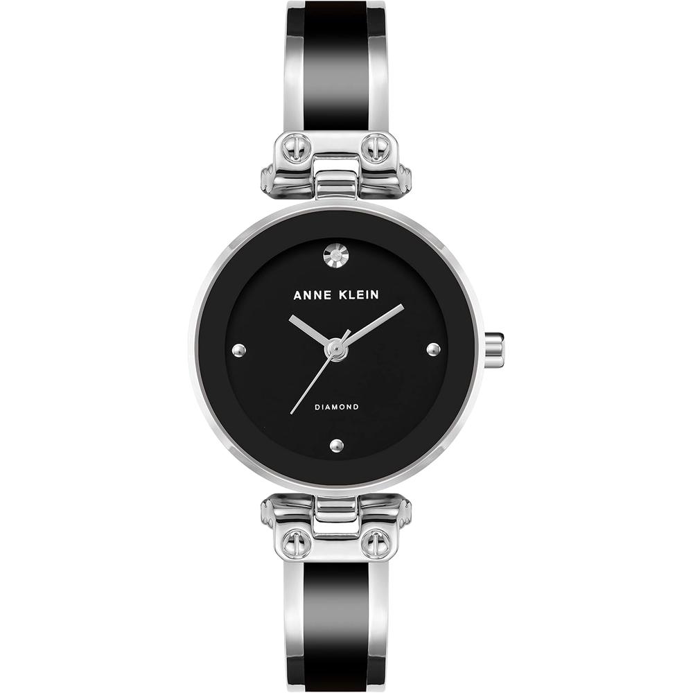 ANNE KLEIN AK/1980BKGB RELOJ PARA MUJER CON DIAMANTE Y PULSERA TIPO BRAZALETE | NEGRO/PLATA - 2