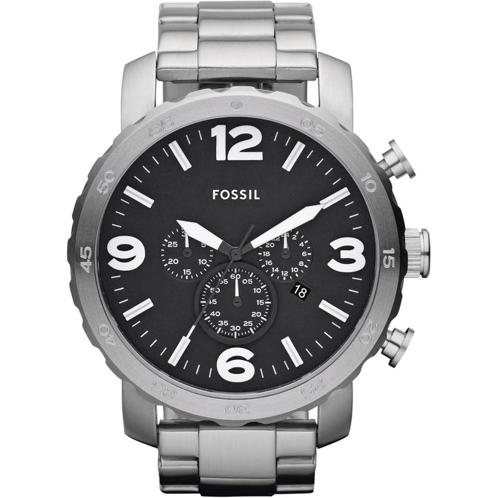 FOSSIL JR1353 RELOJ PARA HOMBRE NATE CRONÓGRAFO DE ACERO INOXIDABLE | PLATEADO - 1