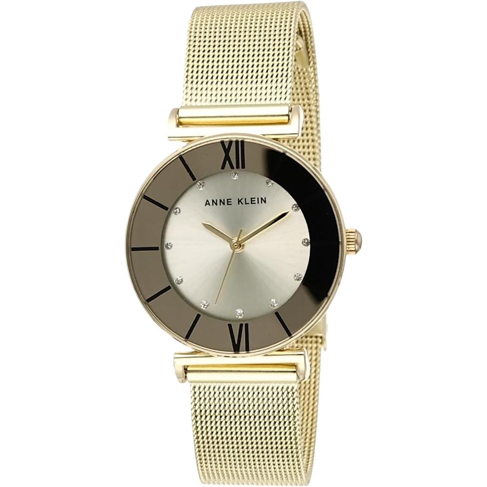 ANNE KLEIN AK/3781SVTT RELOJ FEMENINO BRILLANTE CON CORREA TIPO MALLA | ORO - 1