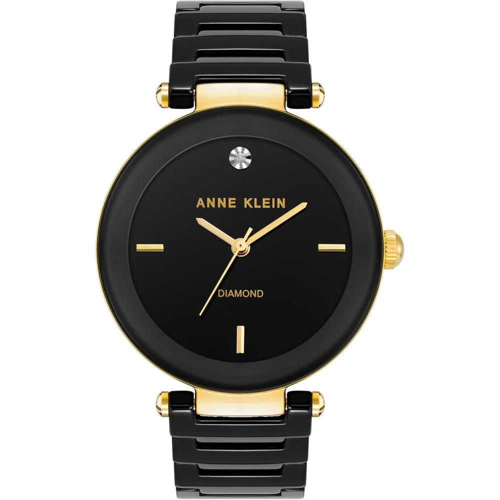 ANNE KLEIN AK/1018RGRD RELOJ PARA MUJER DE CERÁMICA CON DIAMANTE AUTÉNTICO | DARK/ORO - 1