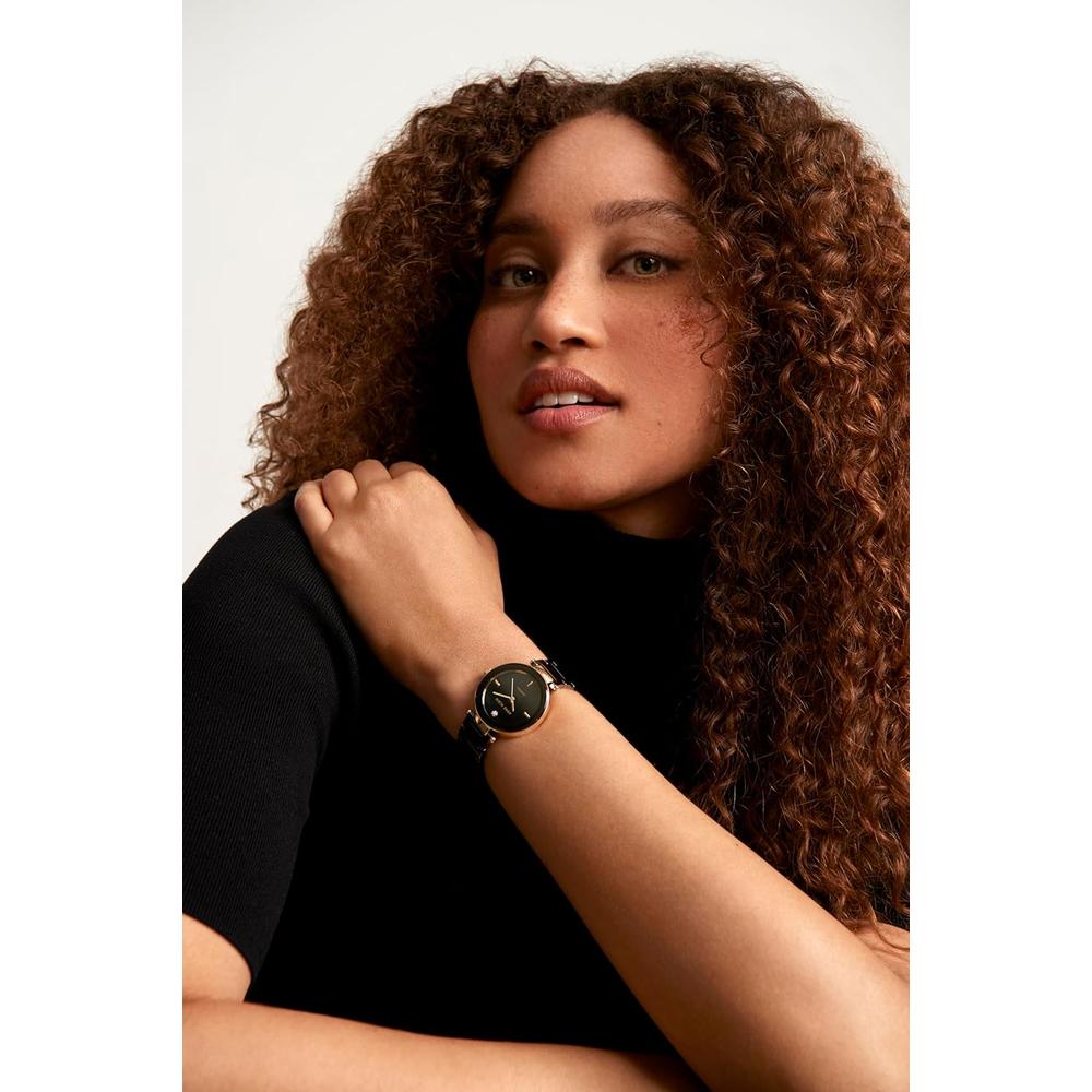 ANNE KLEIN AK/1018RGRD RELOJ PARA MUJER DE CERÁMICA CON DIAMANTE AUTÉNTICO | DARK/ORO - 5