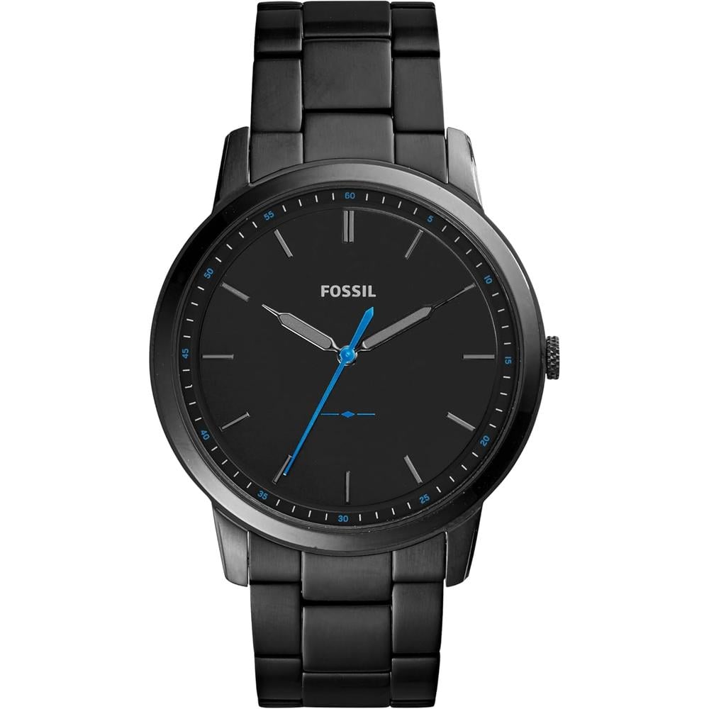 FOSSIL FS5459 RELOJ MINIMALISTA DE CUARZO PARA HOMBRE CON CORREA DE CUERO | CUERO MARRÓN/PLATA/AZUL - 1