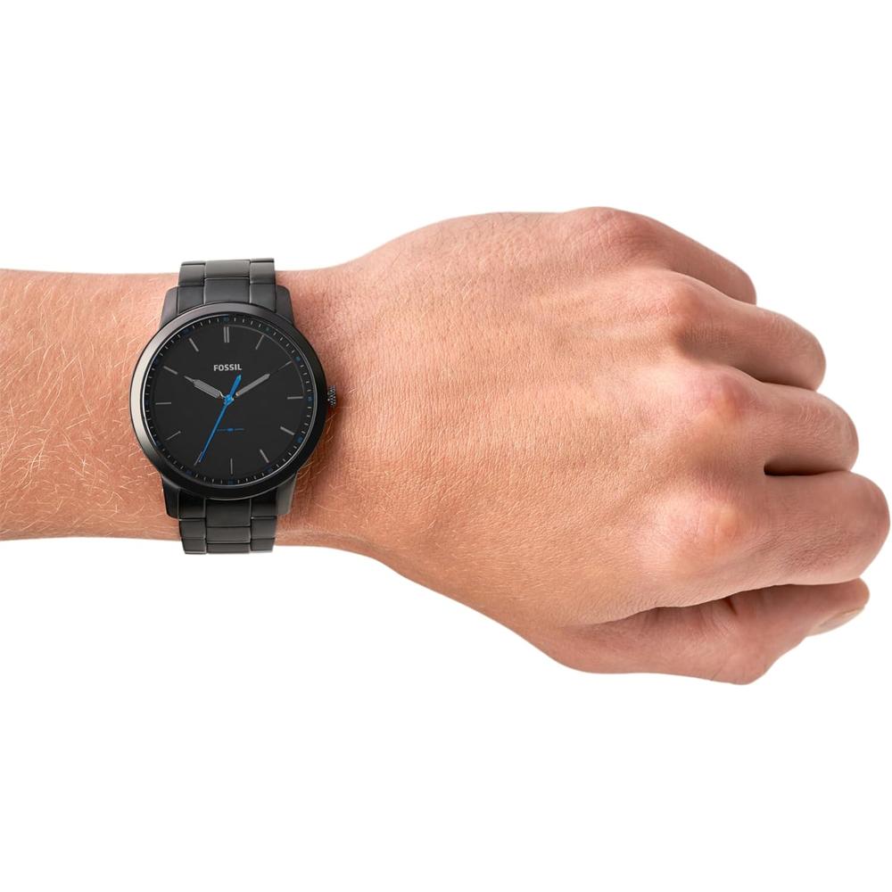 FOSSIL FS5459 RELOJ MINIMALISTA DE CUARZO PARA HOMBRE CON CORREA DE CUERO | CUERO MARRÓN/PLATA/AZUL - 3