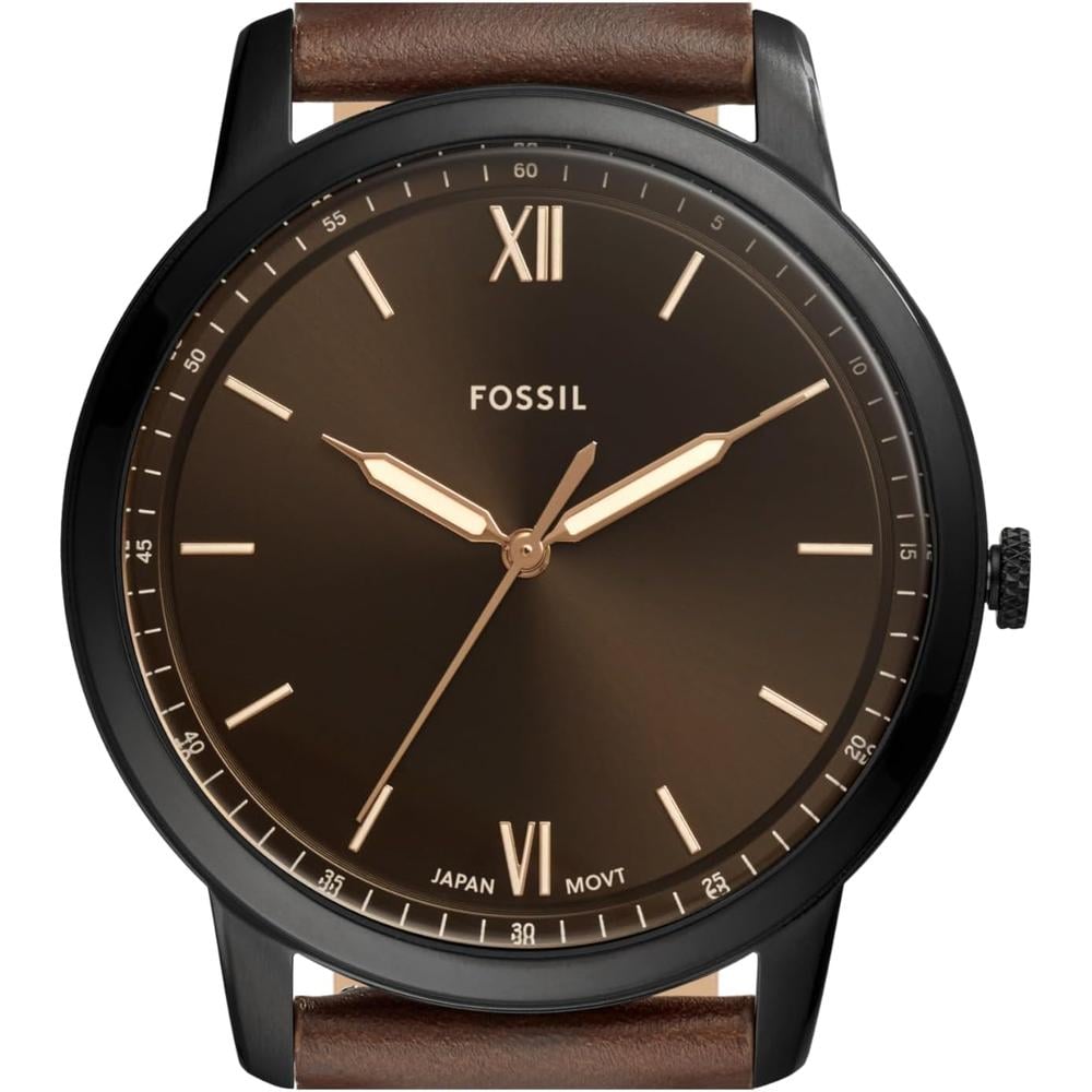 FOSSIL FS5459 RELOJ MINIMALISTA DE CUARZO PARA HOMBRE CON CORREA DE CUERO | CUERO MARRÓN/PLATA/AZUL - 3