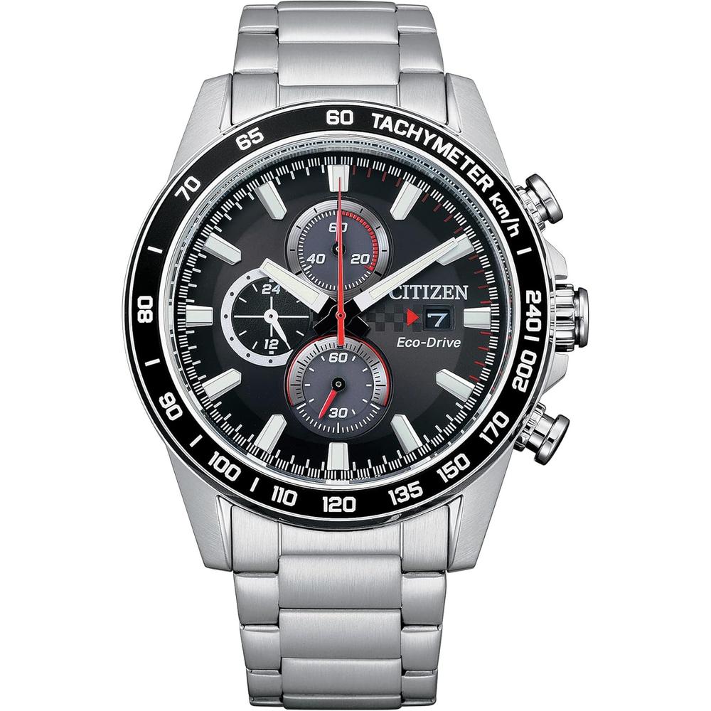CITIZEN CA0781-50L RELOJ MASCULINO ECO-DRIVE CON TAQUÍMETRO Y CRISTAL ESFÉRICO | ESFERA NEGRA - 1