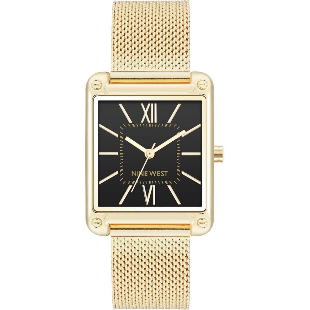 NINE WEST NW/2090CHGB RELOJ FEMENINO CON CORREA TIPO MALLA | DORADO/NEGRO - 1