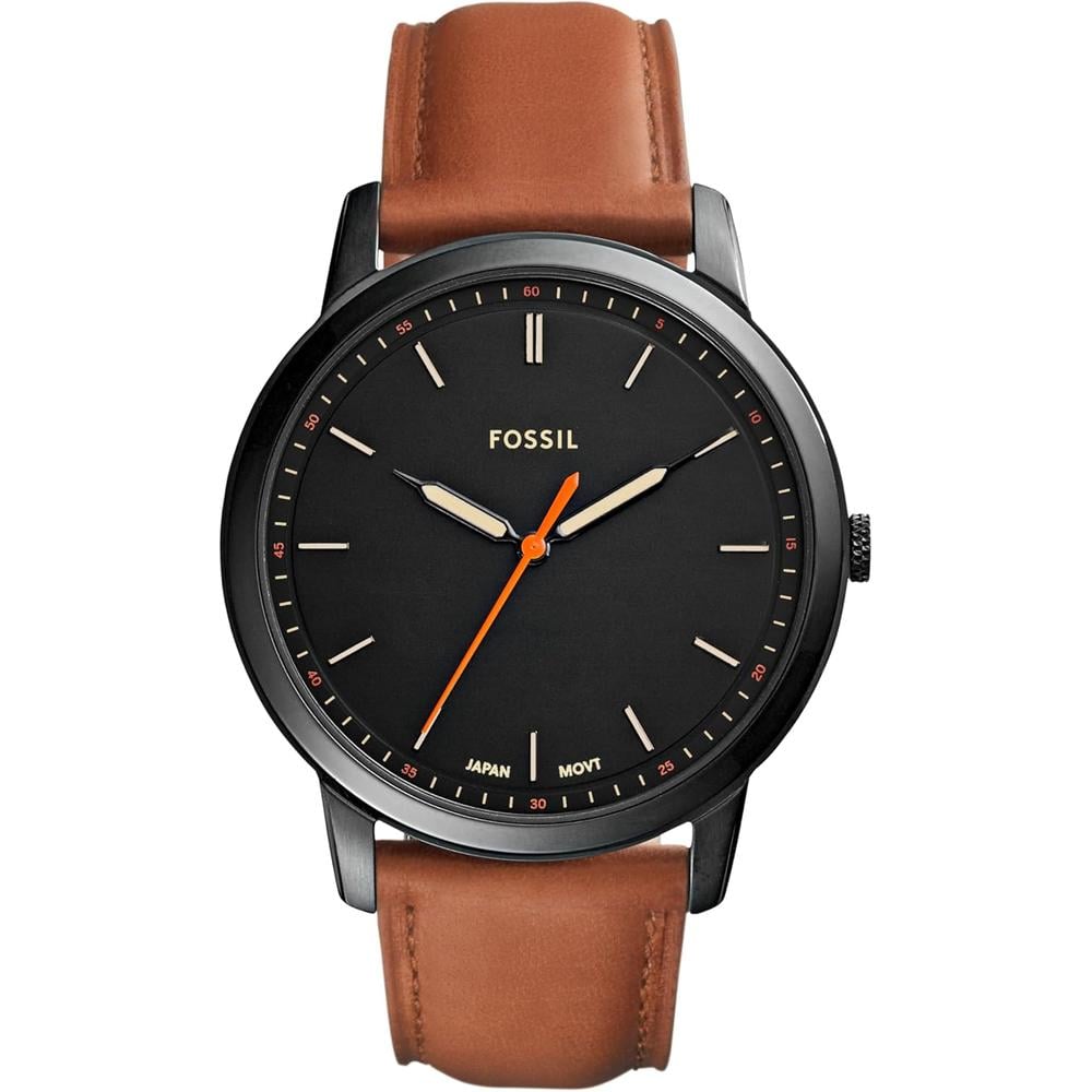 FOSSIL FS5459 RELOJ MINIMALISTA DE CUARZO PARA HOMBRE CON CORREA DE CUERO | NEGRO,MARRÓN - 1