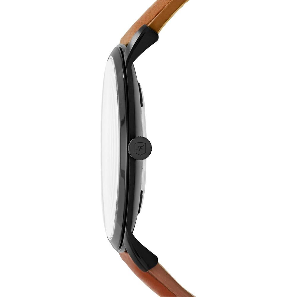 FOSSIL FS5459 RELOJ MINIMALISTA DE CUARZO PARA HOMBRE CON CORREA DE CUERO | NEGRO,MARRÓN - 2