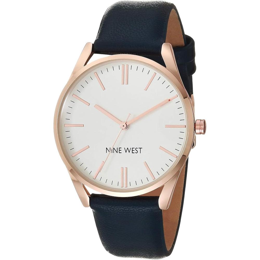 NINE WEST NW/1995SVBK RELOJ ELEGANTE CON CORREA | AZUL MARINO/ROSA DORADO - 2