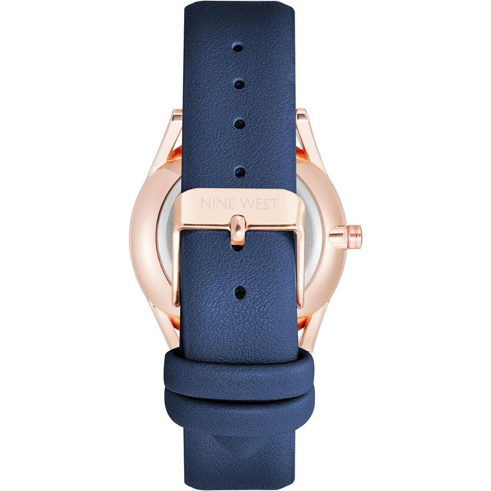 NINE WEST NW/1995SVBK RELOJ ELEGANTE CON CORREA | AZUL MARINO/ROSA DORADO - 4