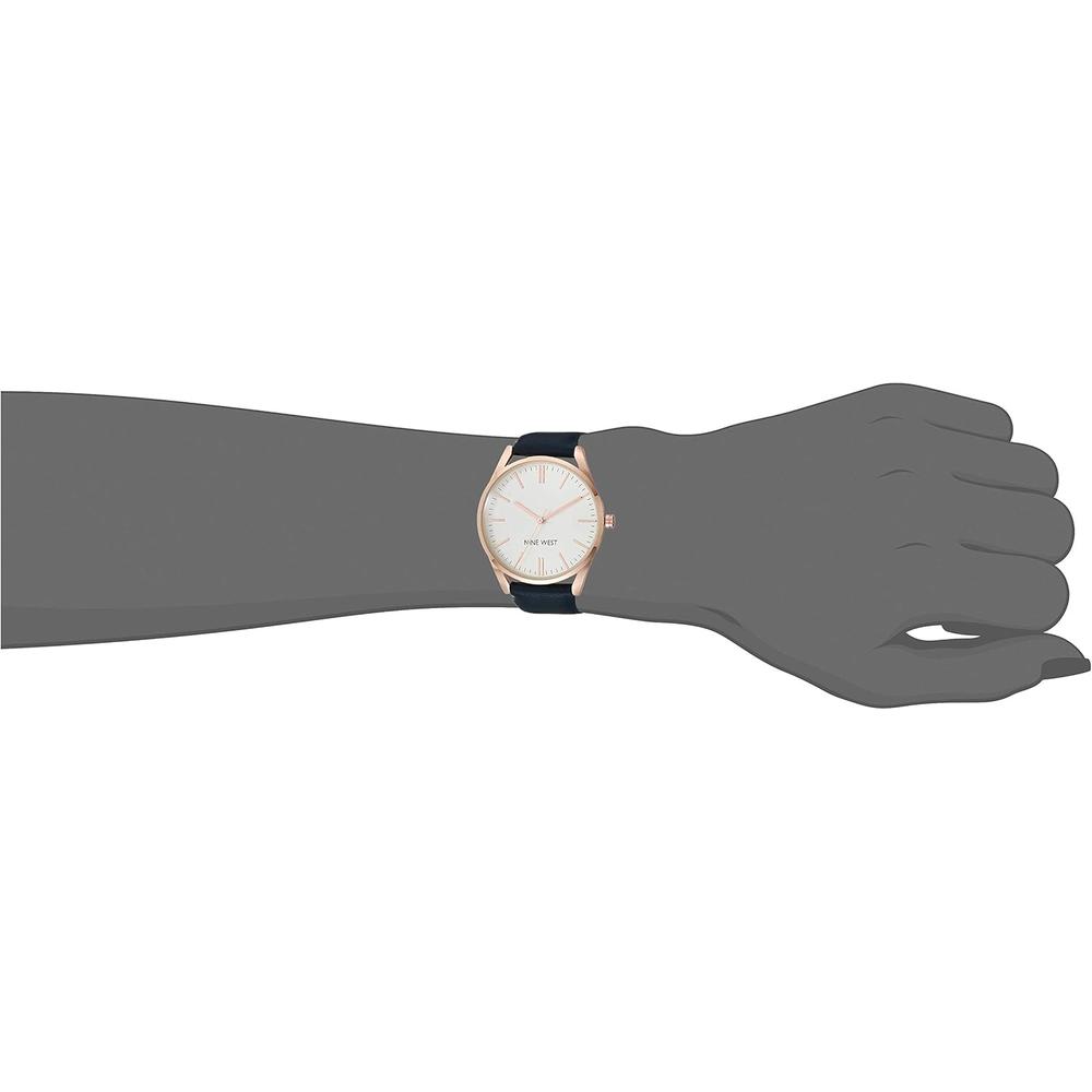 NINE WEST NW/1995SVBK RELOJ ELEGANTE CON CORREA | AZUL MARINO/ROSA DORADO - 6