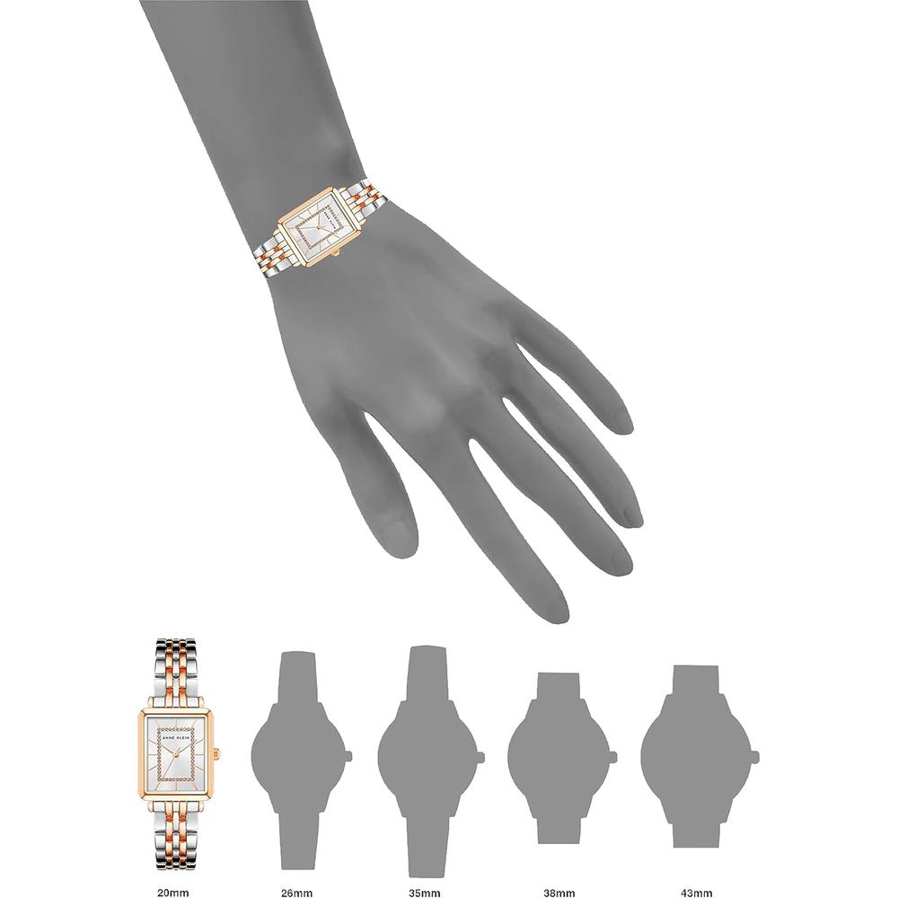 ANNE KLEIN AK/3761SVTT RELOJ ELEGANTE CON BRILLO PARA MUJER | PLATEADO/ORO ROSA - 5