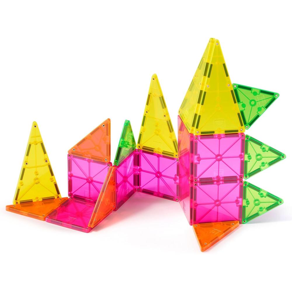 MAGNA-TILES - 20-PIEZAS SET DE CONSTRUCCIÓN MAGNÉTICO | NEÓN - 1