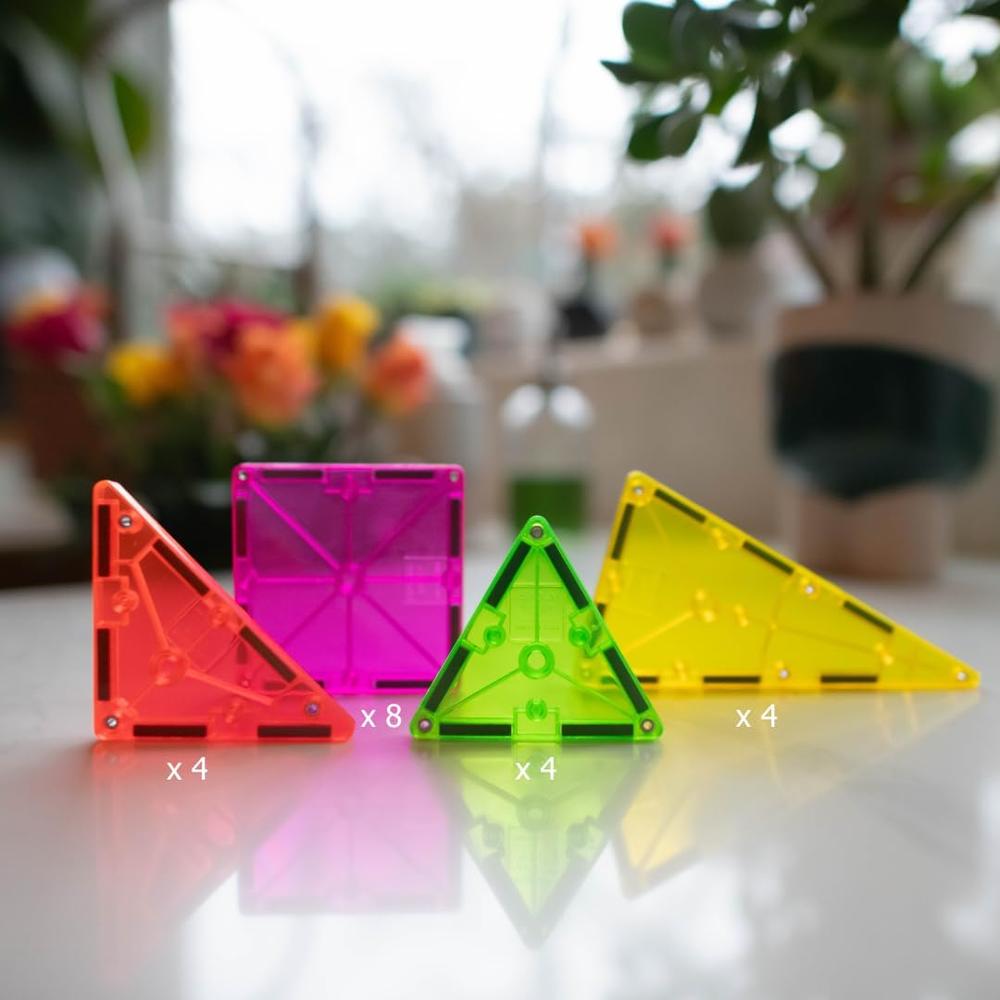 MAGNA-TILES - 20-PIEZAS SET DE CONSTRUCCIÓN MAGNÉTICO | NEÓN - 2
