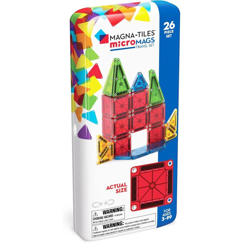 MAGNA-TILES - MICROMAGS 26-PIEZAS TRAVEL SET DE CONSTRUCCIÓN MAGNÉTICO - 1