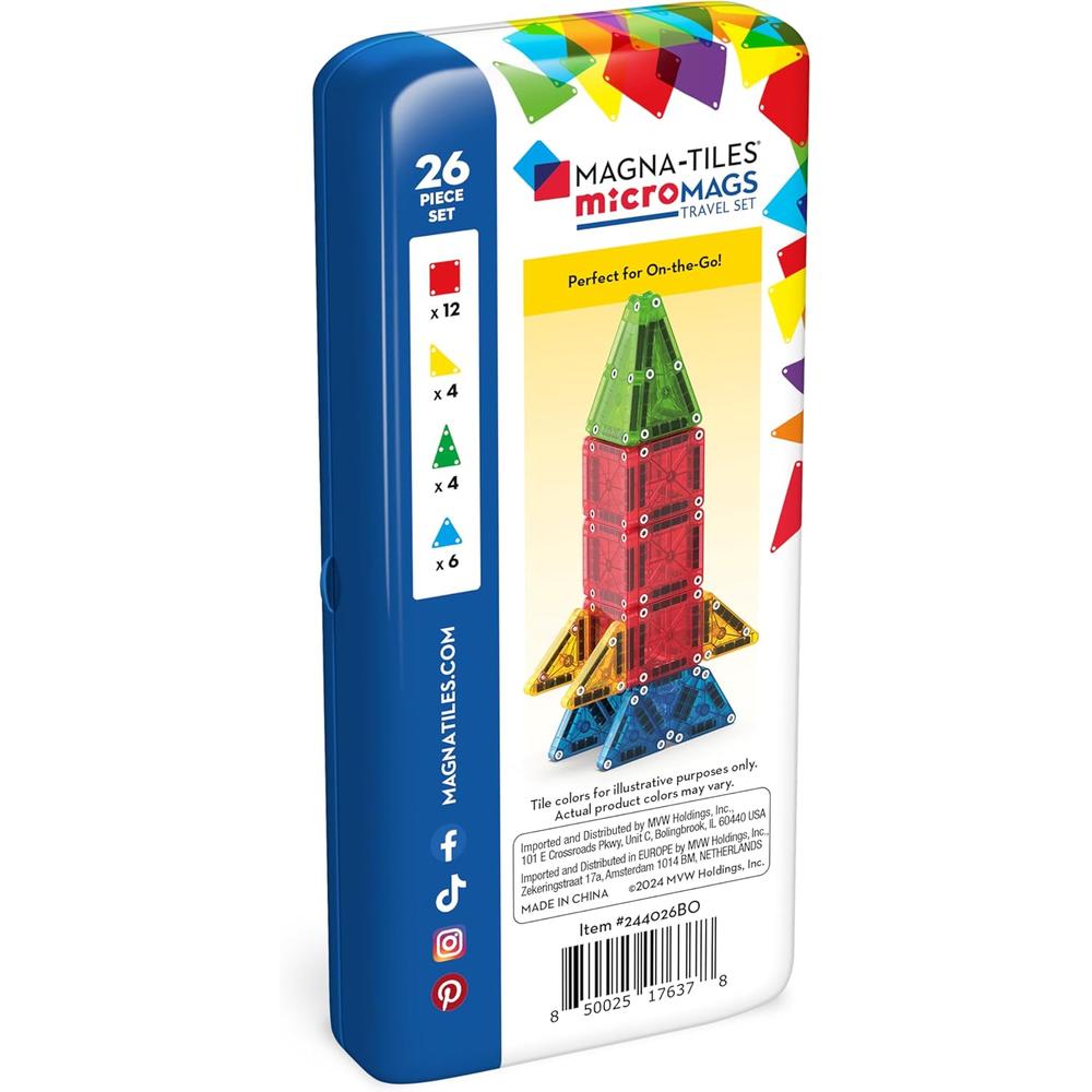 MAGNA-TILES - MICROMAGS 26-PIEZAS TRAVEL SET DE CONSTRUCCIÓN MAGNÉTICO - 2