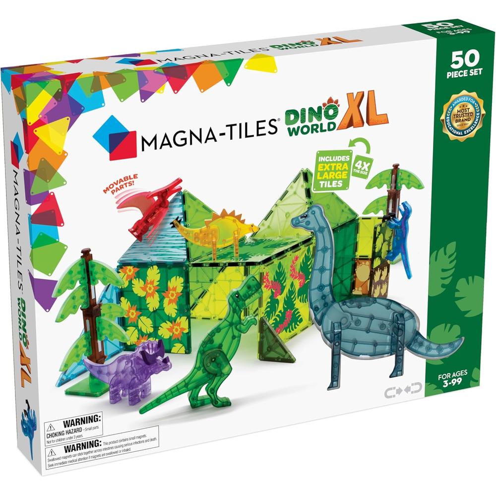 MAGNA-TILES - MUNDO DINOSAURIO XL 50-PIEZAS SET DE CONSTRUCCIÓN MAGNÉTICO - 1