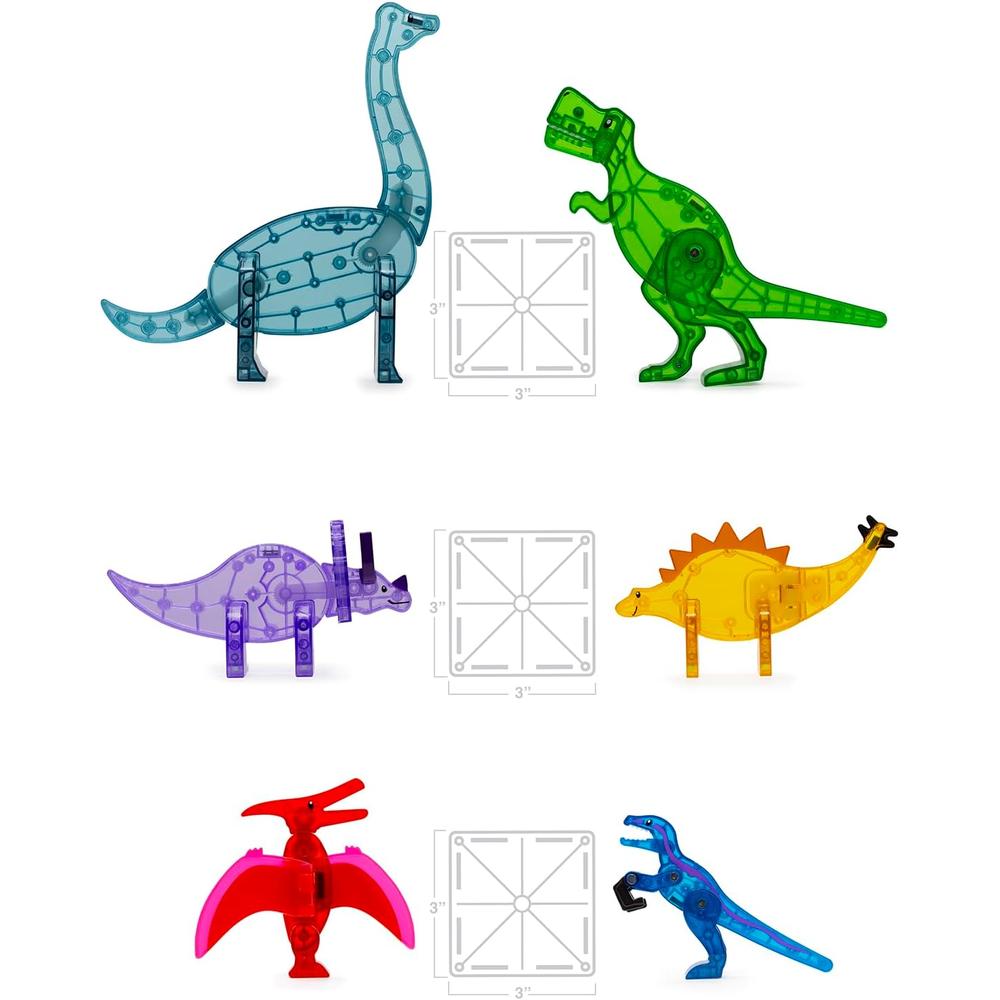 MAGNA-TILES - MUNDO DINOSAURIO XL 50-PIEZAS SET DE CONSTRUCCIÓN MAGNÉTICO - 4