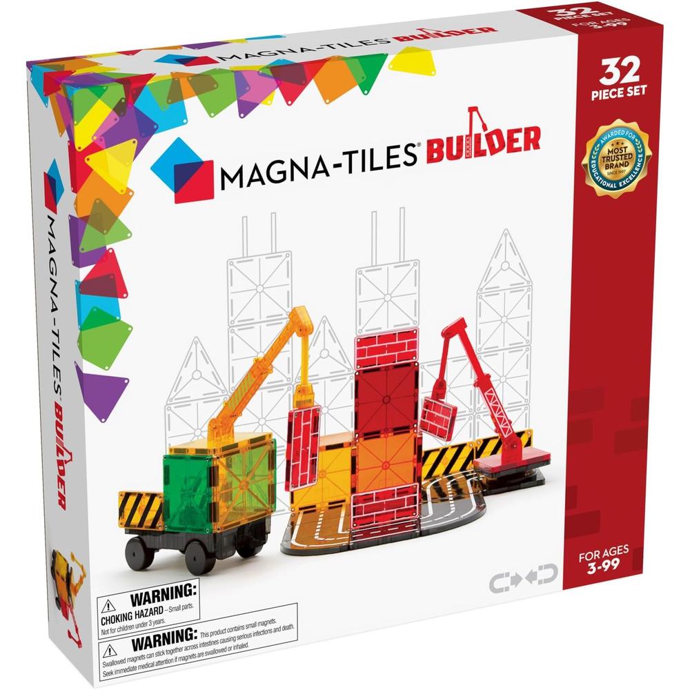 MAGNA-TILES - BUILDER 32-PIEZAS SET DE CONSTRUCCIÓN MAGNÉTICO - 1