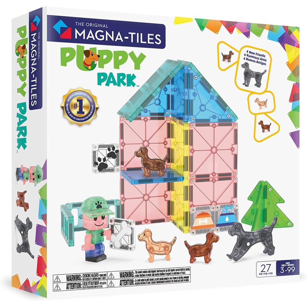 MAGNA-TILES - PUPPY PARK 27-PIEZAS SET DE CONSTRUCCIÓN MAGNÉTICO - 1