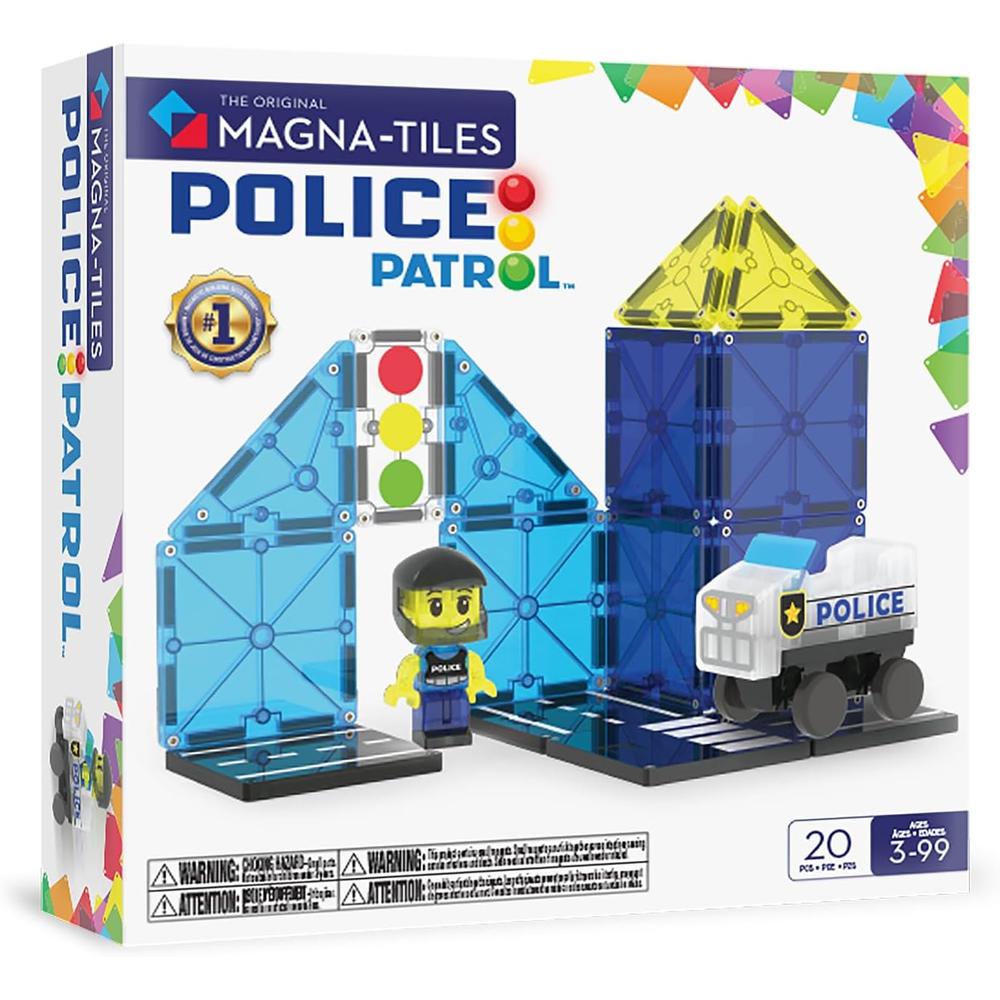 MAGNA-TILES - POLICÍA 20-PIEZAS SET DE CONSTRUCCIÓN MAGNÉTICO - 1
