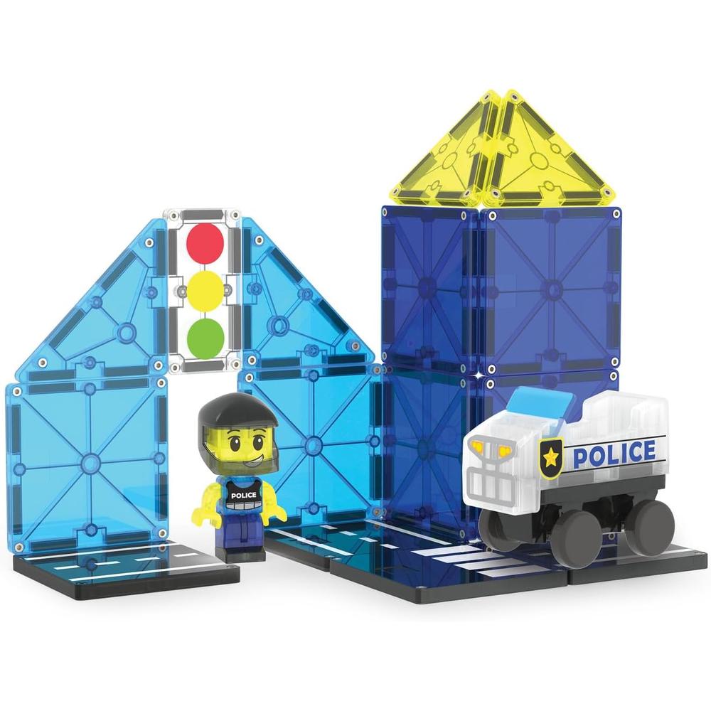 MAGNA-TILES - POLICÍA 20-PIEZAS SET DE CONSTRUCCIÓN MAGNÉTICO - 6