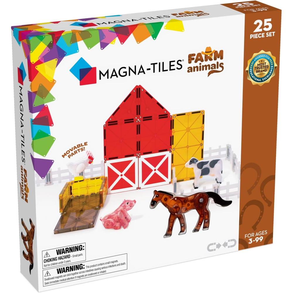 MAGNA-TILES - GRANJA ANIMALES 25-PIEZAS SET DE CONSTRUCCIÓN MAGNÉTICO - 1