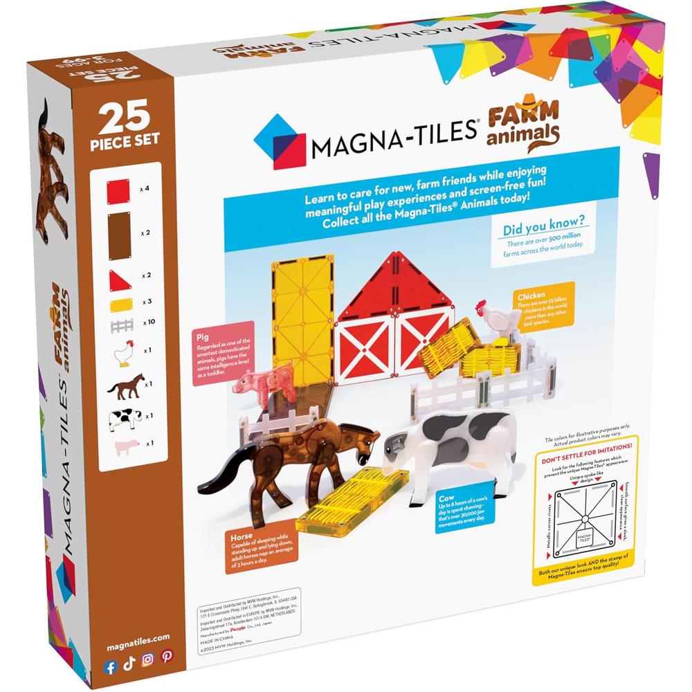 MAGNA-TILES - GRANJA ANIMALES 25-PIEZAS SET DE CONSTRUCCIÓN MAGNÉTICO - 2