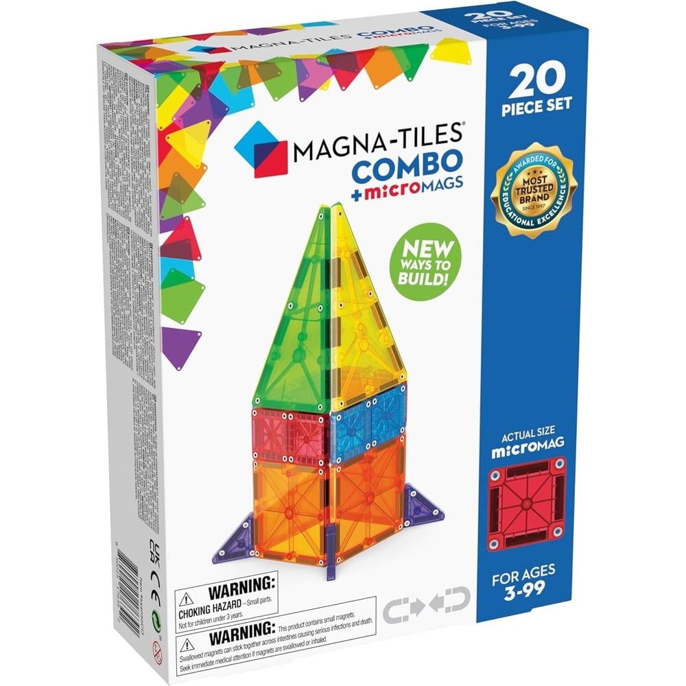 MAGNA-TILES - COMBO 20-PIEZAS SET DE CONSTRUCCIÓN MAGNÉTICO - 1