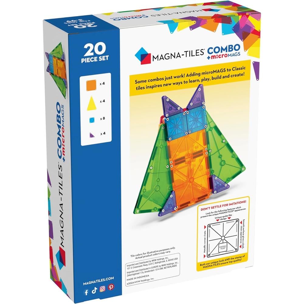 MAGNA-TILES - COMBO 20-PIEZAS SET DE CONSTRUCCIÓN MAGNÉTICO - 2