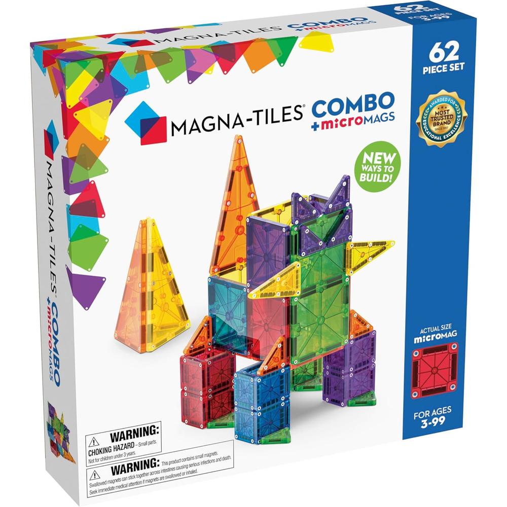 MAGNA-TILES - COMBO 62-PIEZAS SET DE CONSTRUCCIÓN MAGNÉTICO - 1