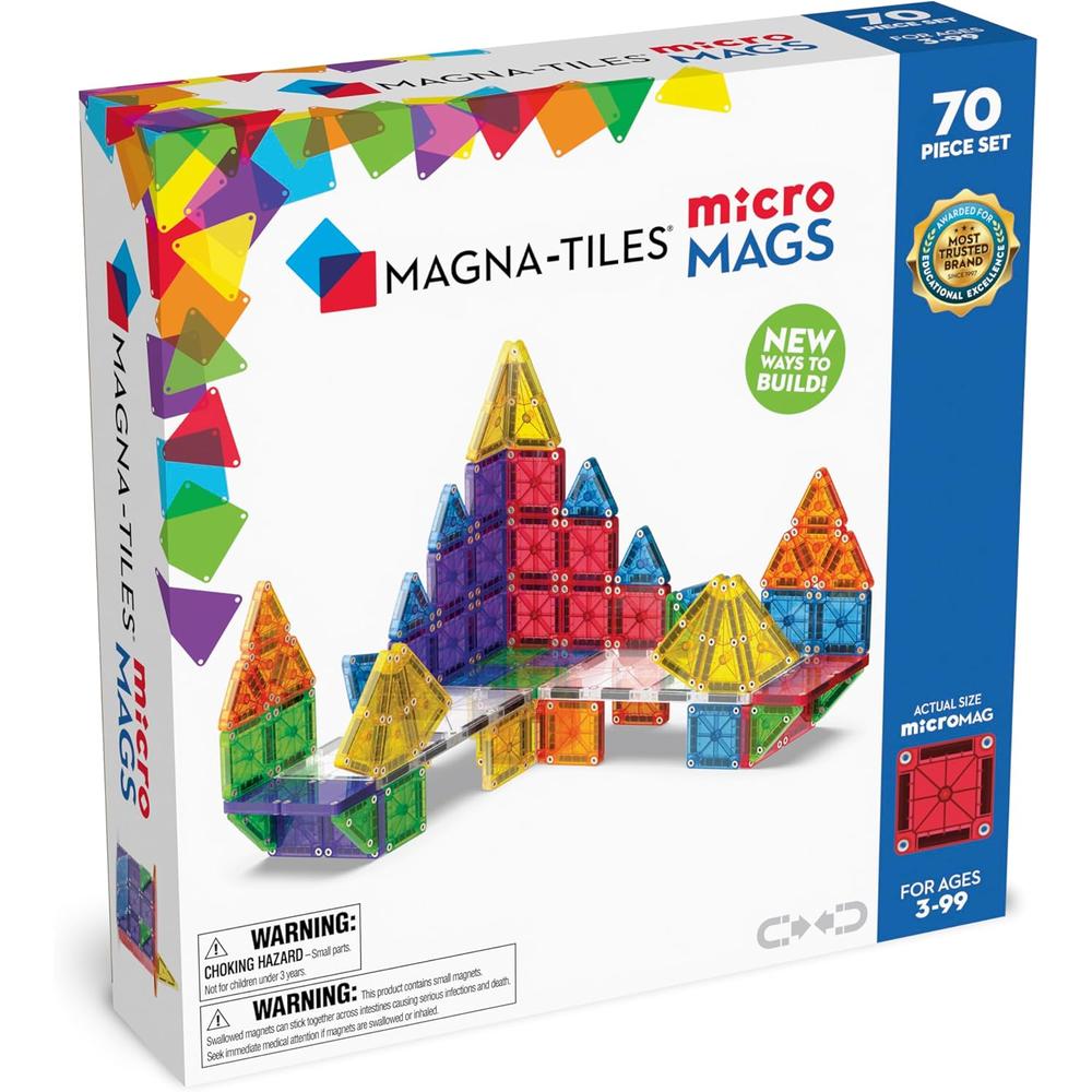 MAGNA-TILES - MICROMAGS 70-PIEZAS DELUXE SET DE CONSTRUCCIÓN MAGNÉTICO - 1