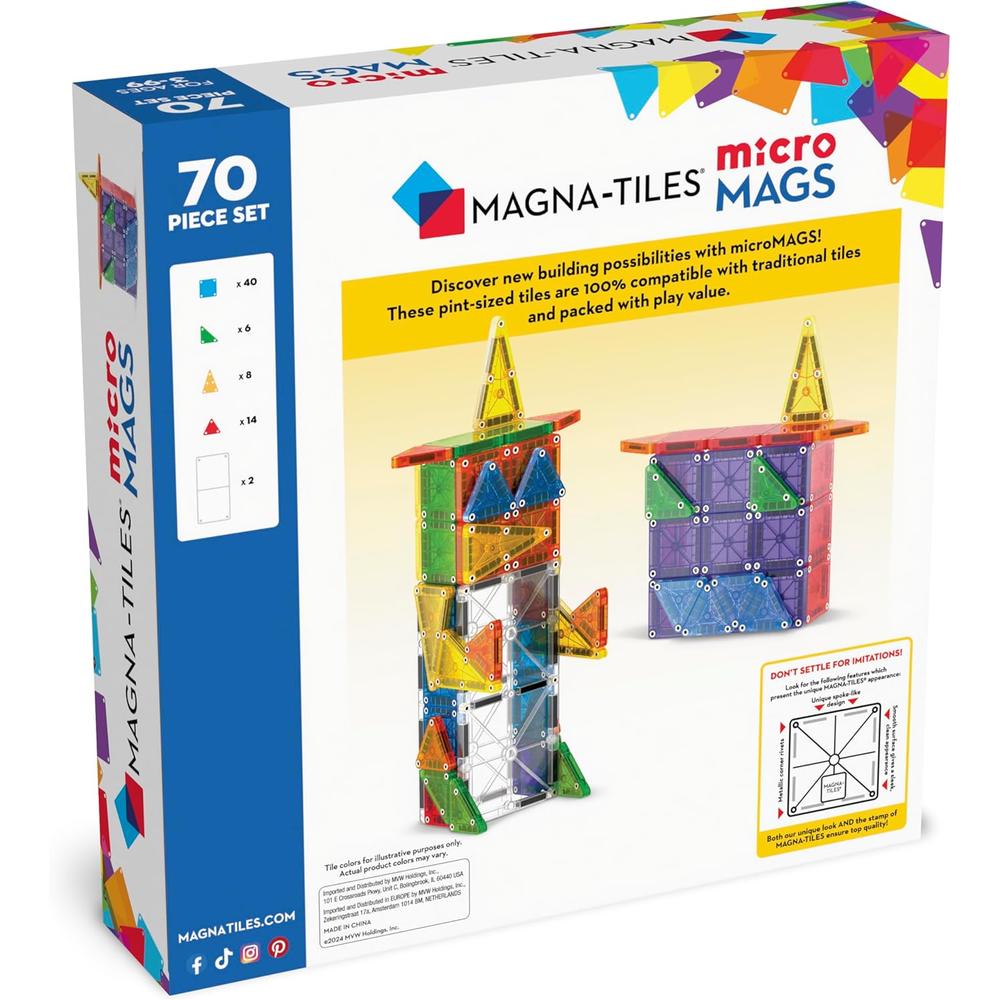 MAGNA-TILES - MICROMAGS 70-PIEZAS DELUXE SET DE CONSTRUCCIÓN MAGNÉTICO - 2