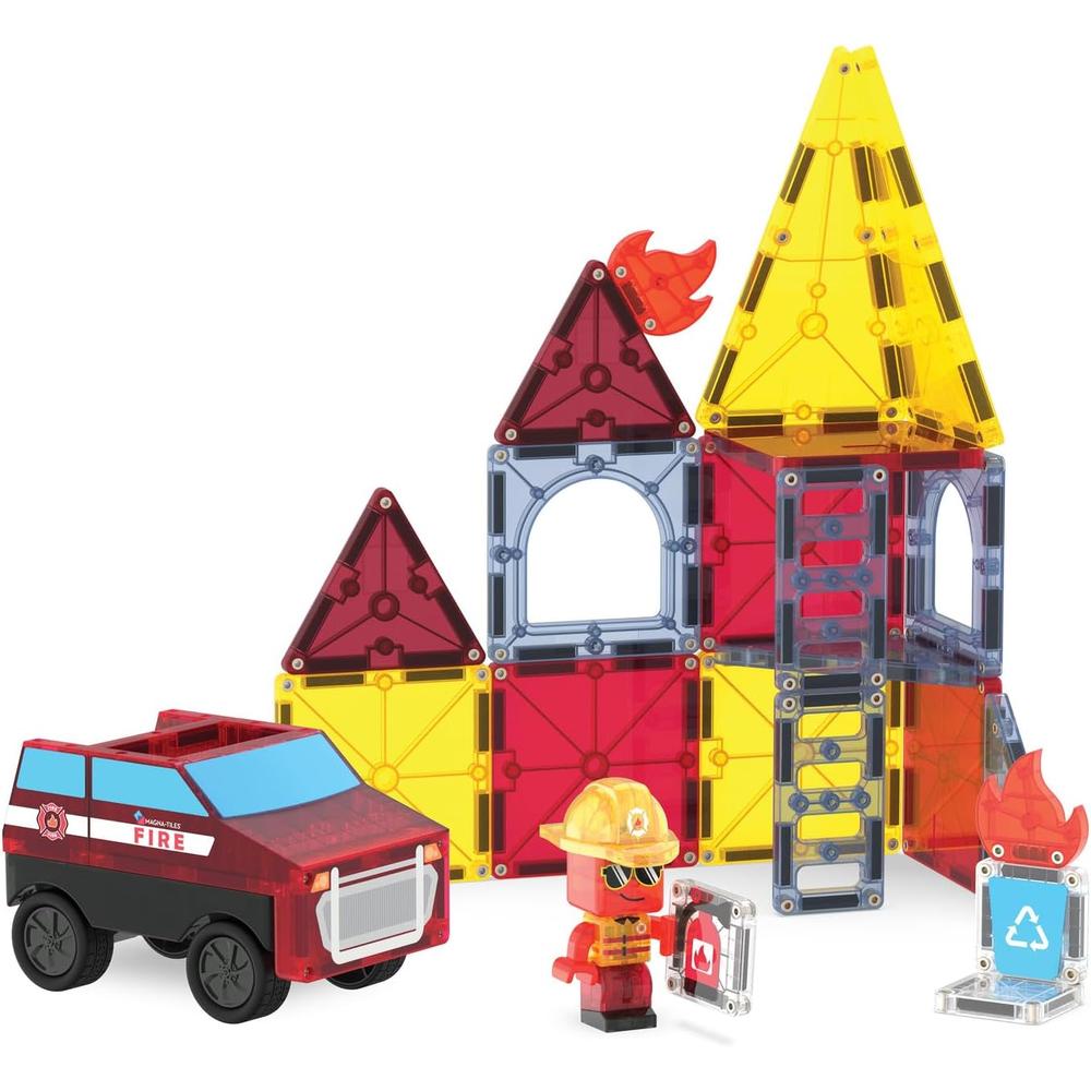 MAGNA-TILES - FIRE RESCUE 27-PIEZAS SET DE CONSTRUCCIÓN MAGNÉTICO - 6