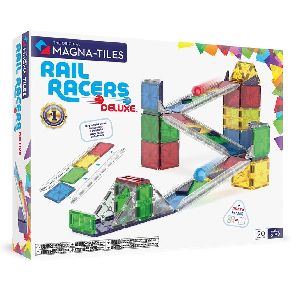 MAGNA-TILES - RAIL RACERS DELUXE 90-PIEZAS SET DE CONSTRUCCIÓN MAGNÉTICO - 1